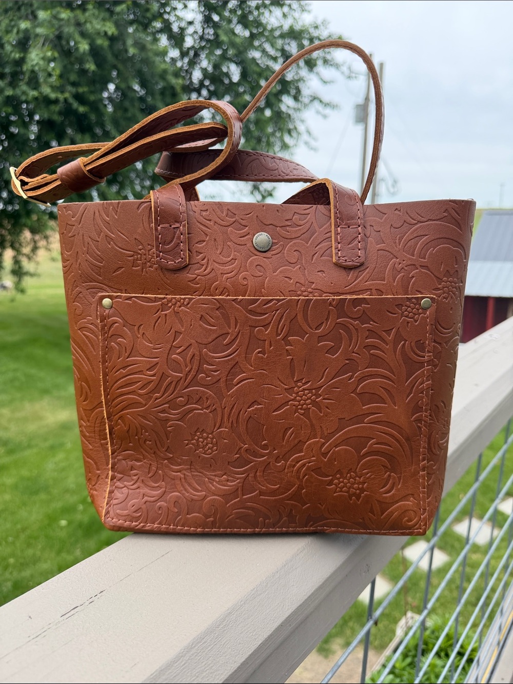 New Portland Leather Mini Crossbody Snap Tote in Meadow